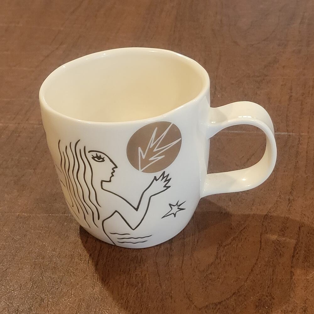 2013 Starbucks Anniversary White Gold Etched Mermaid Siren Coffee Cup Mug 12oz
